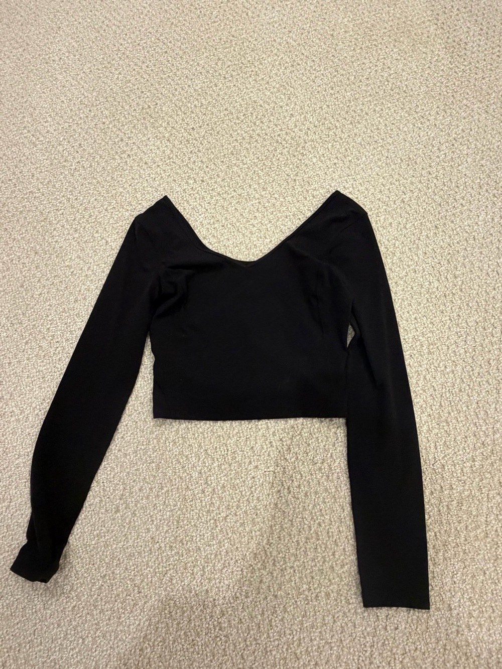 lululemon athletica Black Cropped V-Neck Long Sleeve Top